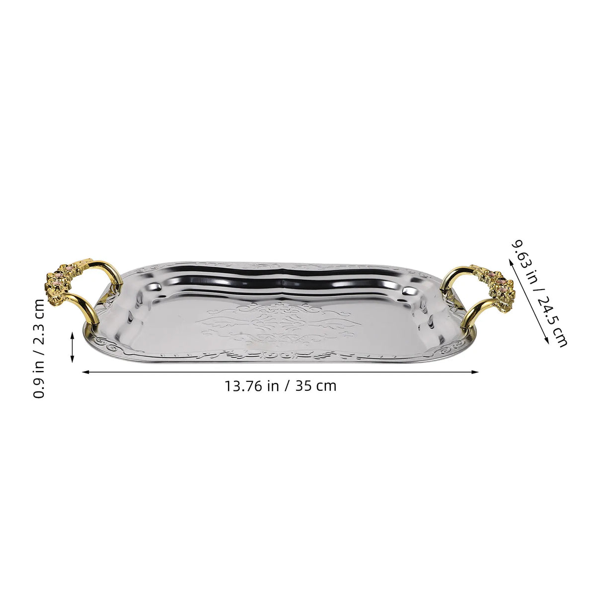 French Vintage Embossed Stainless Steel Serving Platter