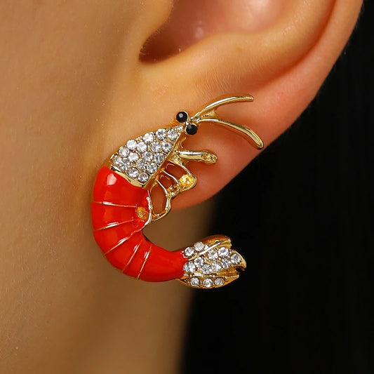 Chic Red Lobster Drop Earrings