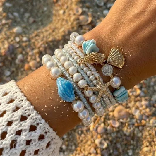 Bohemian Multilayer Pearl Beaded Bracelet Set