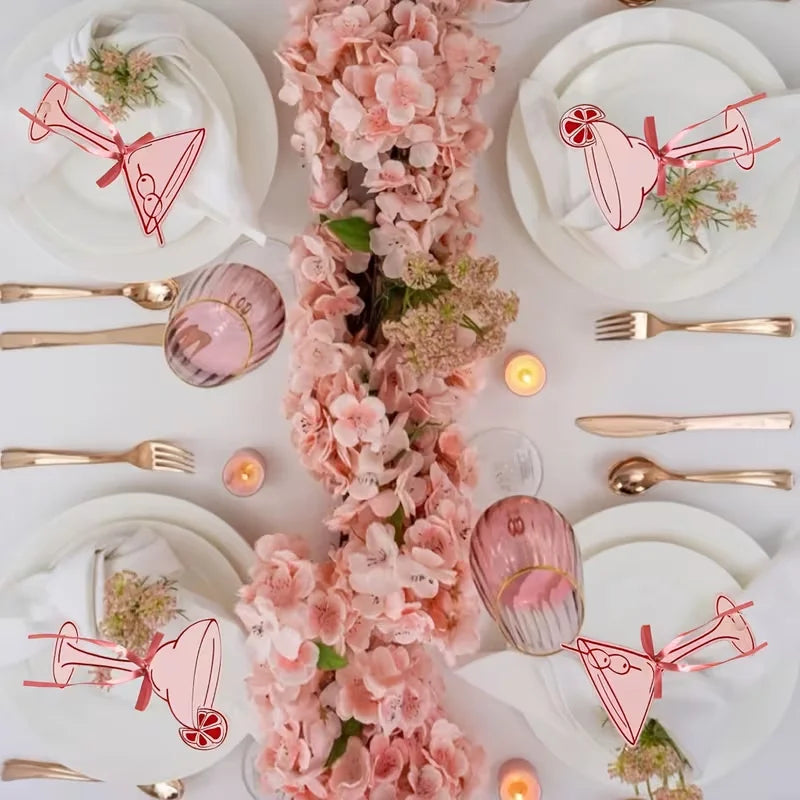 Pink Cocktail-Shaped Name Place Cards