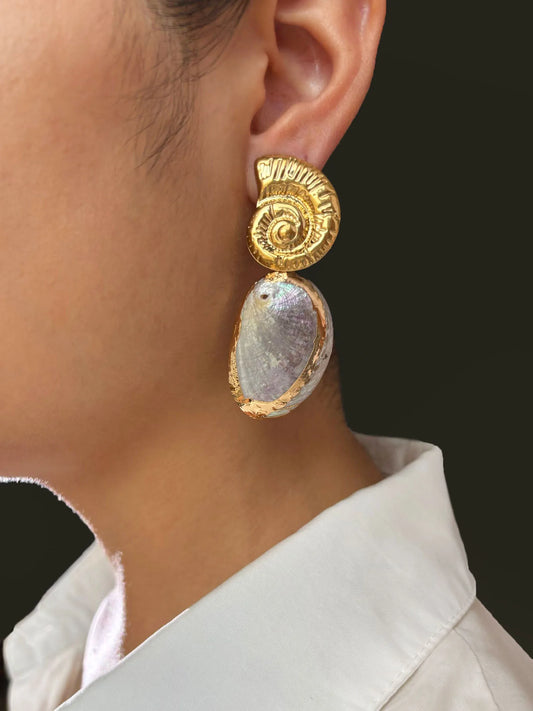 Elegant Gold-Plated Conch Shell Earrings