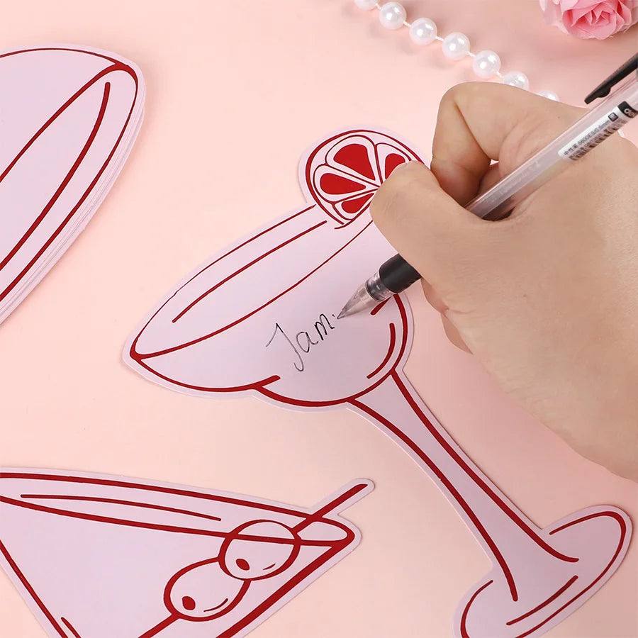 Pink Cocktail-Shaped Name Place Cards