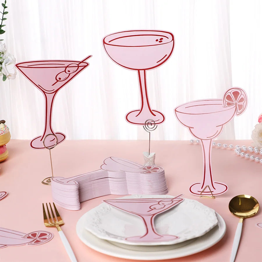 Pink Cocktail-Shaped Name Place Cards
