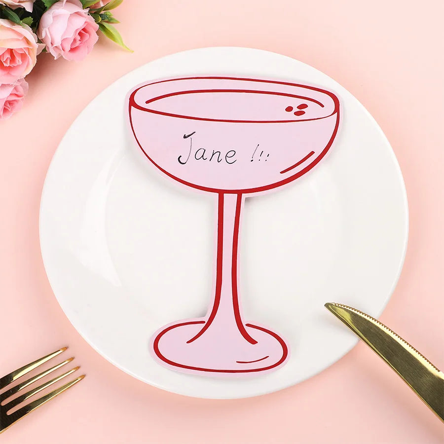 Pink Cocktail-Shaped Name Place Cards